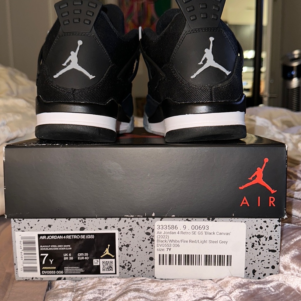 Air Jordan 4 Retro SE GS Black Canvas (2022), Size 7Y, (Size 9 Women)